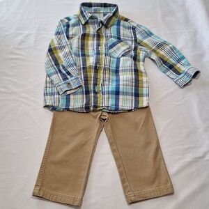 Plaid Shirt and Tan Pants Set
